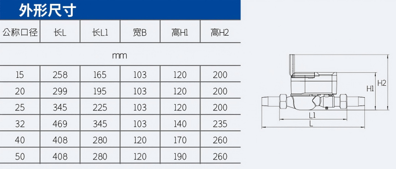 电子远传阀控水表外形参数